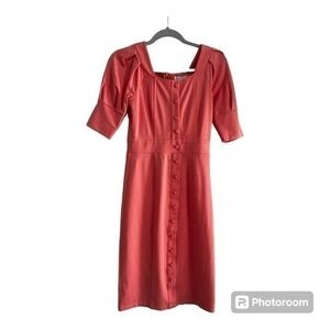 Ivy City coral midi dress shirt sleeves size XS